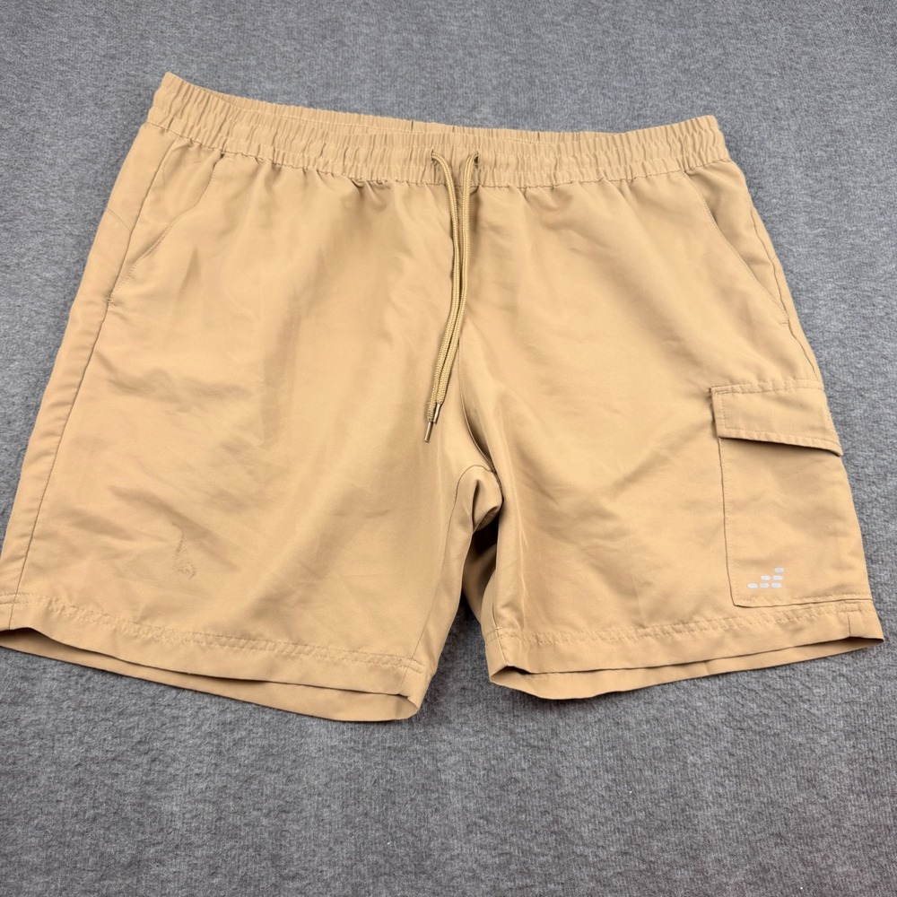 BCG Cargo Shorts Men's 2XL‎ Tan Elastic Waist Drawstring Athletic Utility